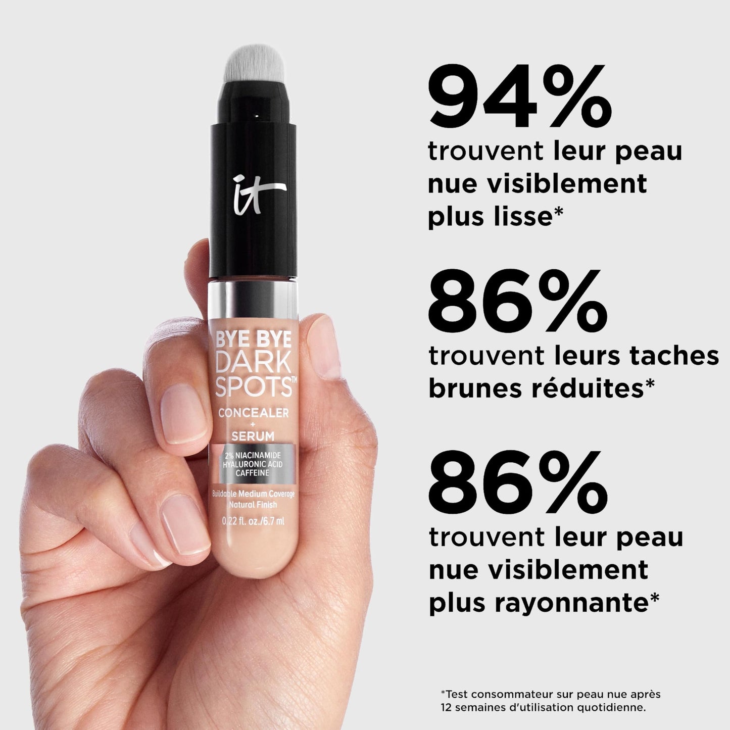 IT Cosmetics Bye Bye Dark Spots Concealer + Brightening Serum – 2% Niacinamide, Hyaluronic Acid & Caffeine - Medium Coverage, Natural Finish, All Skin Types – 11 Fair Neutral, 0.22 fl. oz