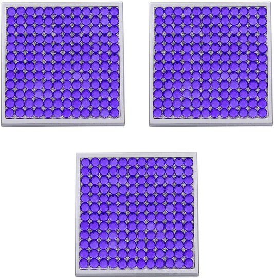 Stephanie Imports Set of 3 Double Sided Magnifying Square Compact Mirrors with Rhinestones (Purple)