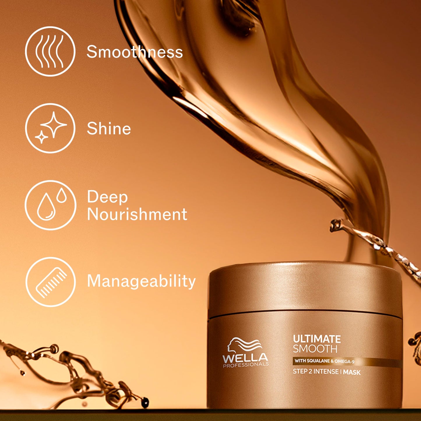 Wella Professionals ULTIMATE SMOOTH Intense Mask | Nourishing Treatment for Dry & Frizzy Hair | With Squalane & Omega 9 | 5 Fl Oz
