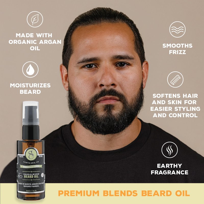 Suavecito Premium Blends Beard Oil - Leave-In Beard Conditioner For Softening Hair, Hydrating Skin, Eliminating Beard Dandruff, Healthy Beard Growth - Sandalwood Fragrance - 1 oz