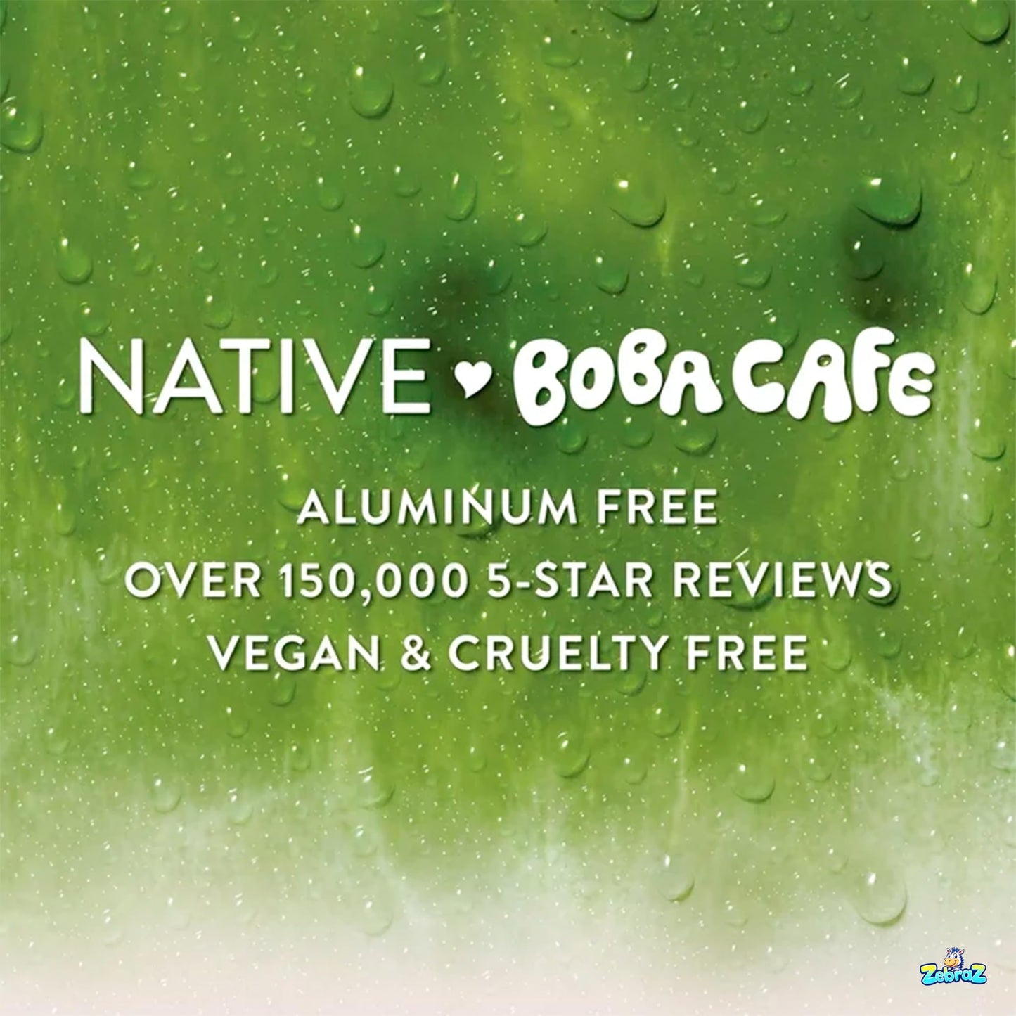 Native Aluminum Free Deodorant, Limited Edition Strawberry Matcha, 72 Hour Odor Protection, for Women and Men, Boba Café, 2.65oz - Pack Of 02