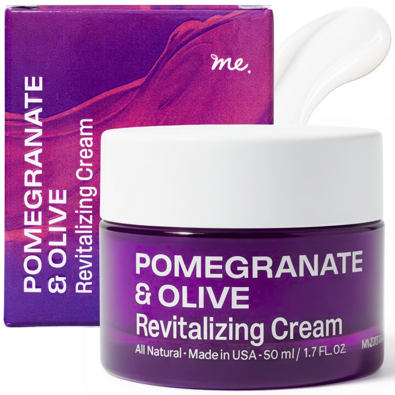 Pomegranate & Olive Revitalizing Face Cream for Wrinkles, Dark Spots & Hyperpigmentation | Lightweight Enzyme Moisturizer for Dry & Sensitive Skin | Vegan | 1.7oz | Mudita Earth