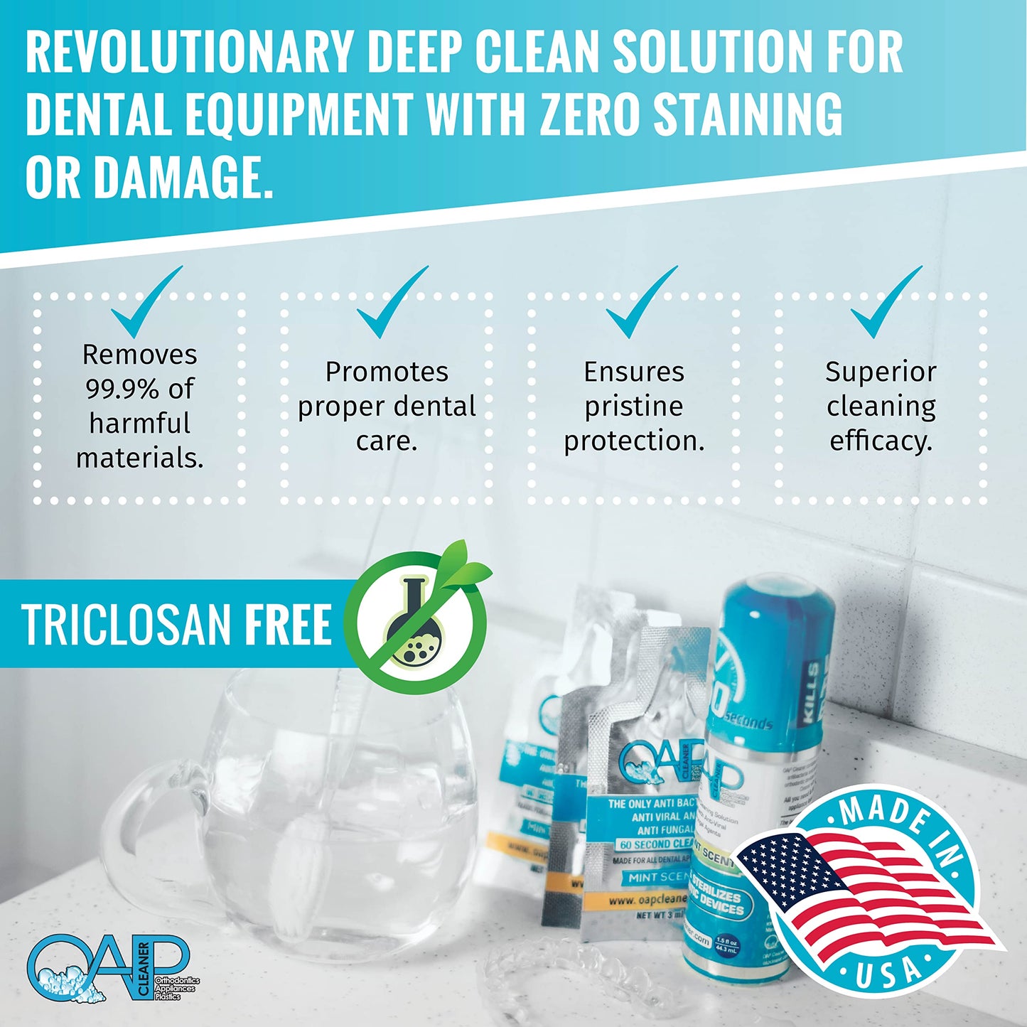 Orthodontic Cleaner by OAP Cleaner | Retainer Cleaner, Denture Cleaner, and Mouth Guard Cleaner | 60 Second Gel Cleanser | Paraben, Sulfate and Triclosan Free | 60 mL Bottle