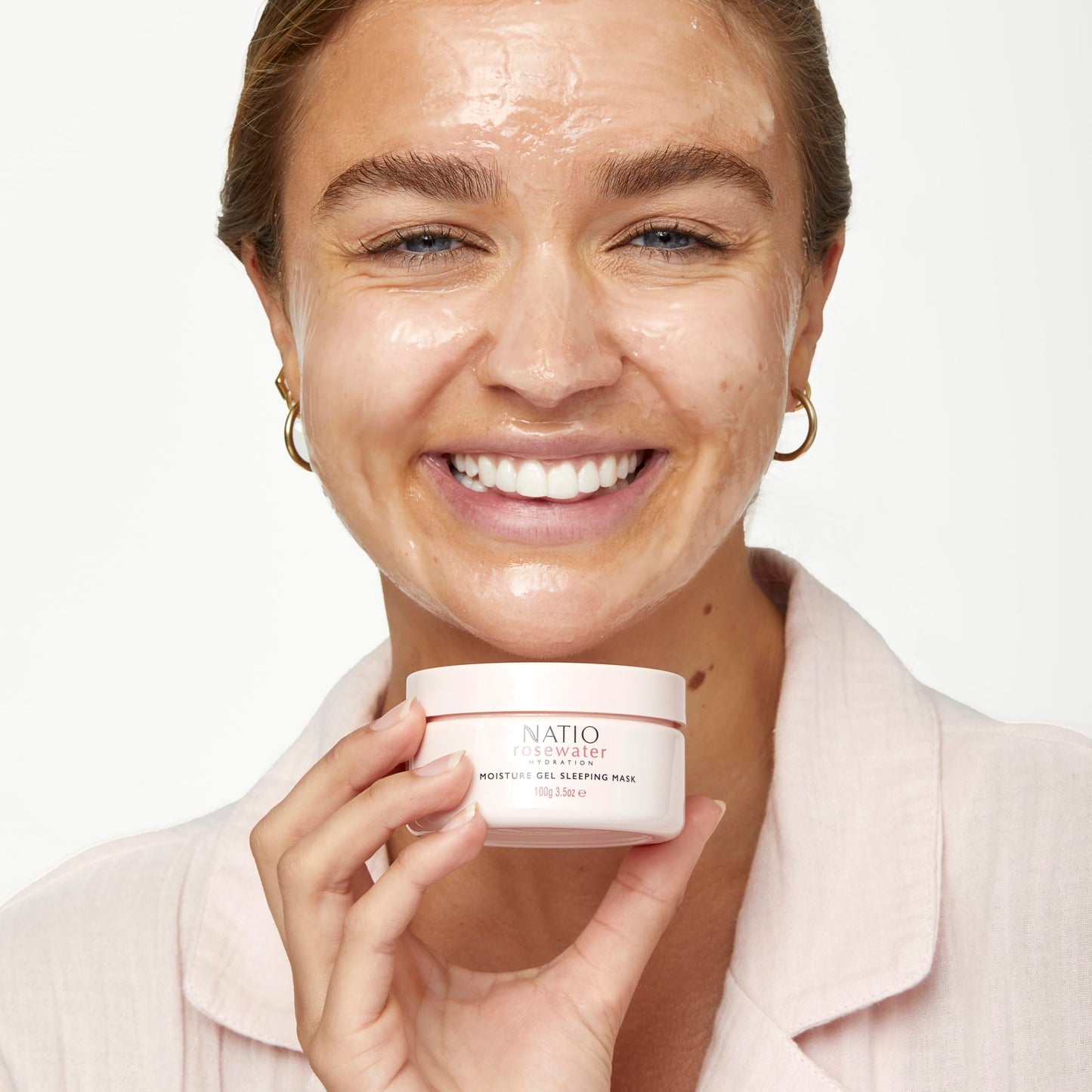 Natio Australia Rosewater Hydration Moisture Gel Sleeping Mask, 3.5 oz - Nighttime Rosewater Face Cream - Face Moisturizer for Overnight Hydration