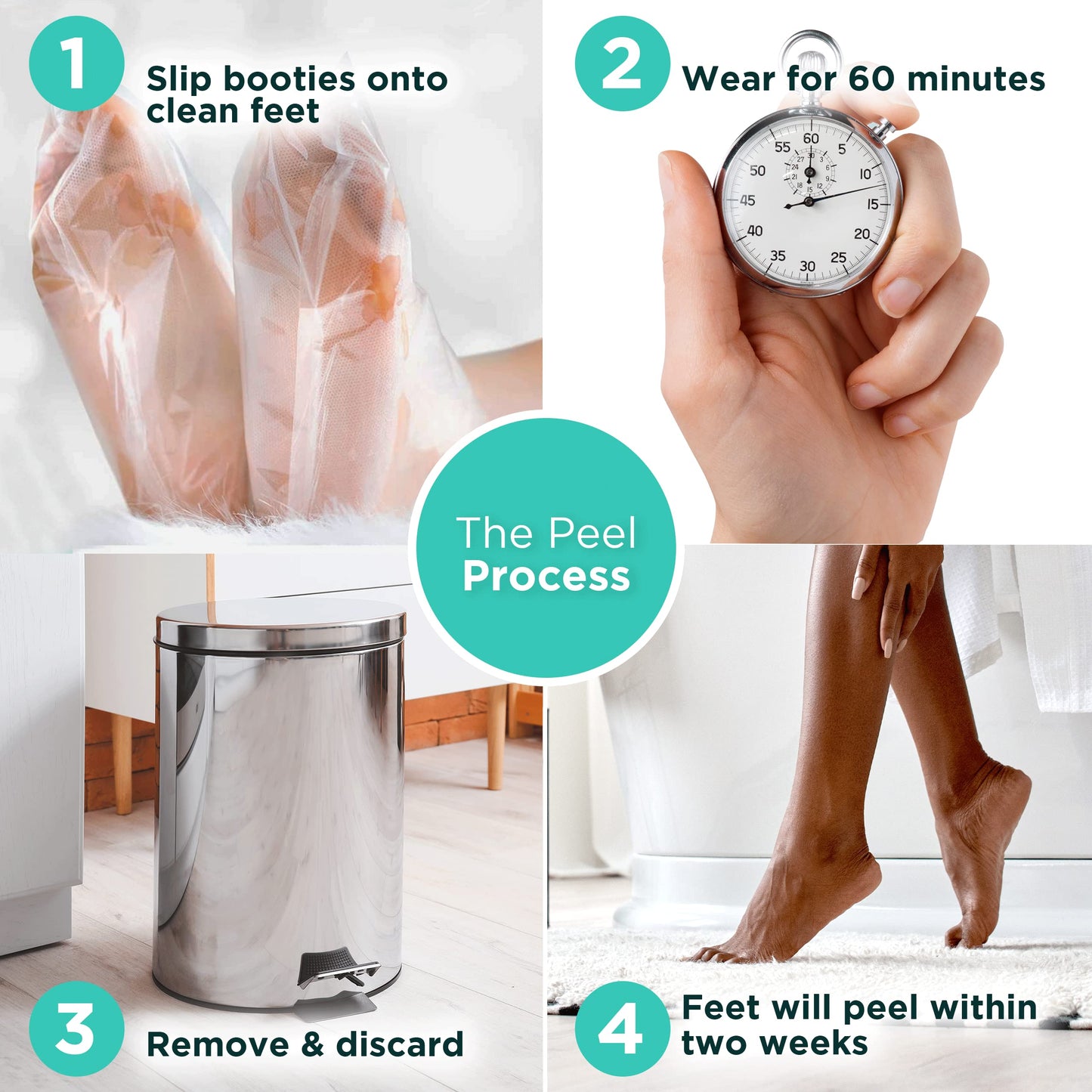 DERMORA Foot Peel Mask - Exfoliating Foot Peeling Mask for Dry, Cracked Feet, At-Home Spa Care, Callus Removal & Smoother Skin Result, 4 Pairs Regular Size (Fits up to Woman 11, Men 10) Original Scent