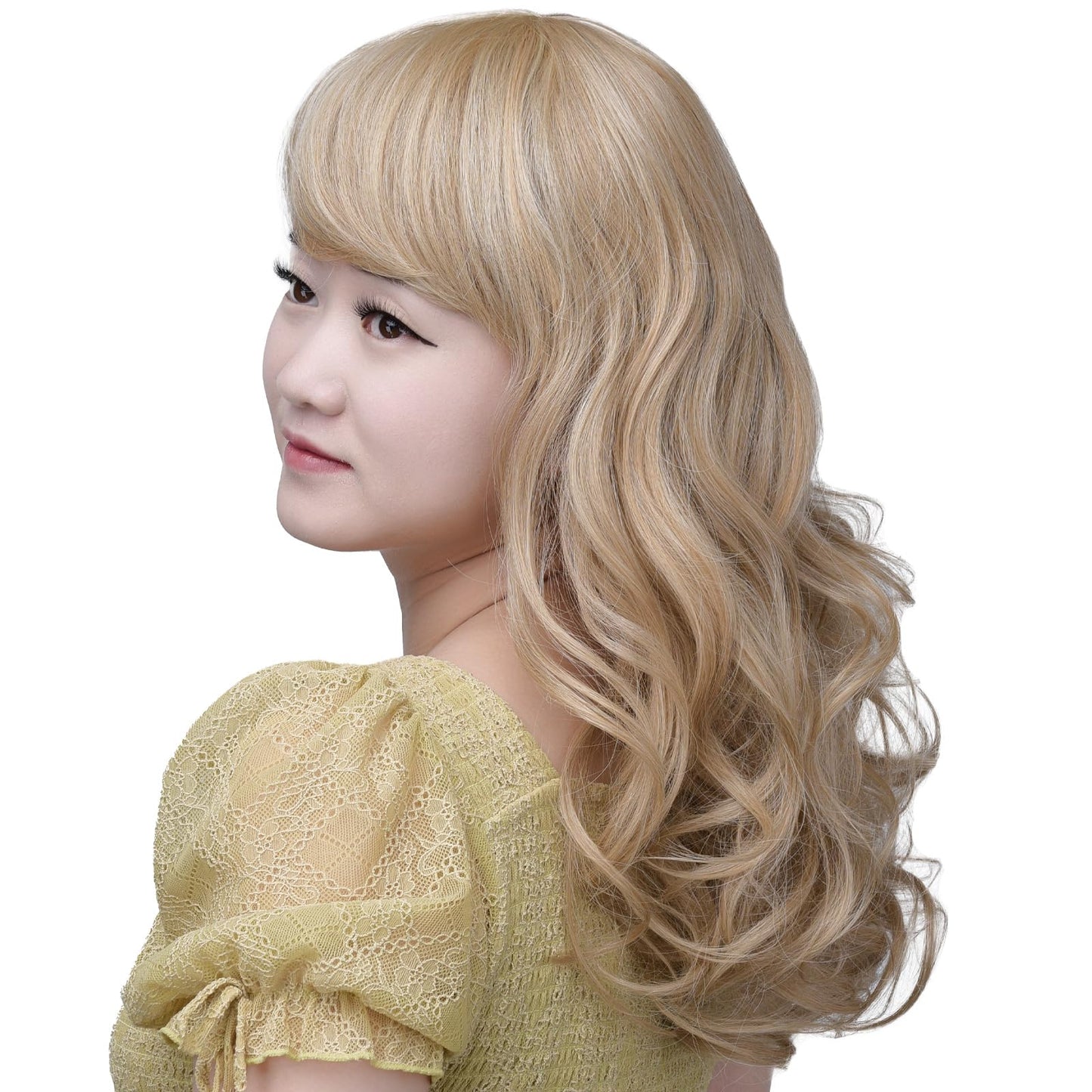 SYXLCYGG Wigs Women Long Grey Wig 28" Curly Silver Synthetic Womens Daily Wigs With Bangs Real Hair Wig White Wavy Part Costumes Wig Girls Ladies Natural(free wig cap)