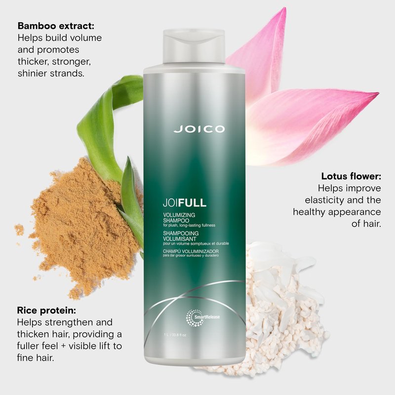 Joico JoiFULL Volumizing Shampoo | For Fine, Thin Hair | Add Instant Body | Long-Lasting Fullness | For Thicker Bouncier Hair | Boost Shine | With Lotus Flower & Bamboo Extract | 33.8 Fl Oz