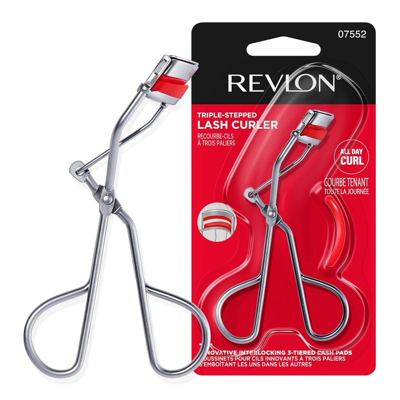 Revlon Triple-Stepped Eyelash Curler - Gentle 3-Tiered Pads for Effortless Curling | One Count