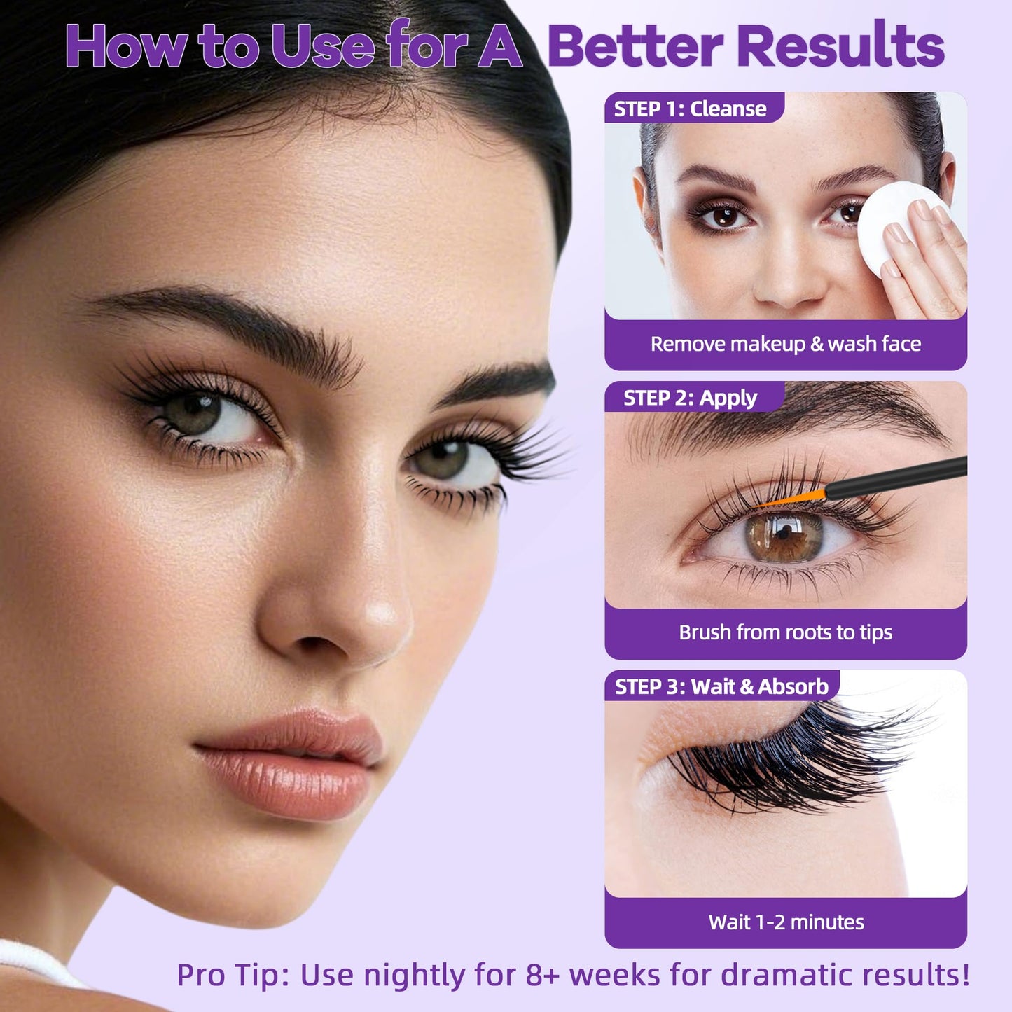 DQOJVU Eyelash Growth Serum for Longer Thicker Lashes, Natural Vegan Lash Enhancer, Safe for Sensitive Eyes, Gifts for Women Girlfriend, 4ml (0.13Fl Oz) Silver