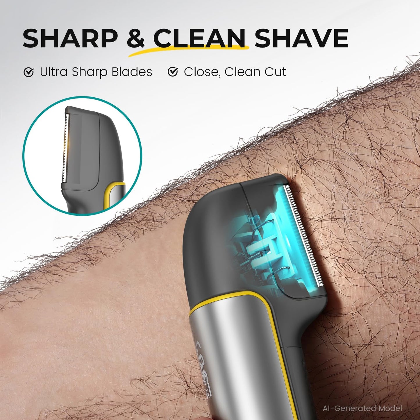 PRITECH Body & Pubic Hair Trimmer for Men Electric Back Shaver for Men