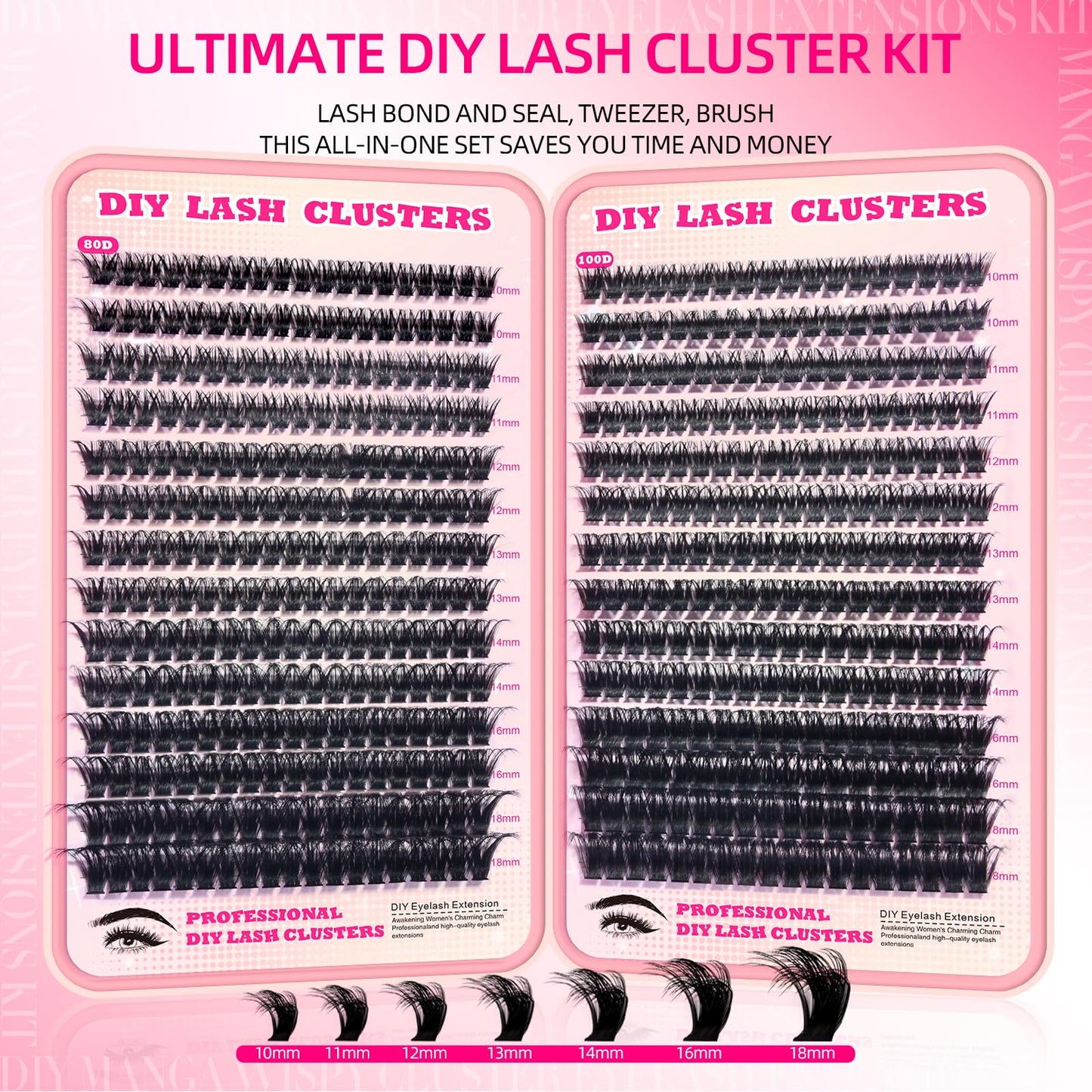 532pcs Fluffy Lash Clusters Manga Cluster Eyelash Extensions DIY Lashes Kit