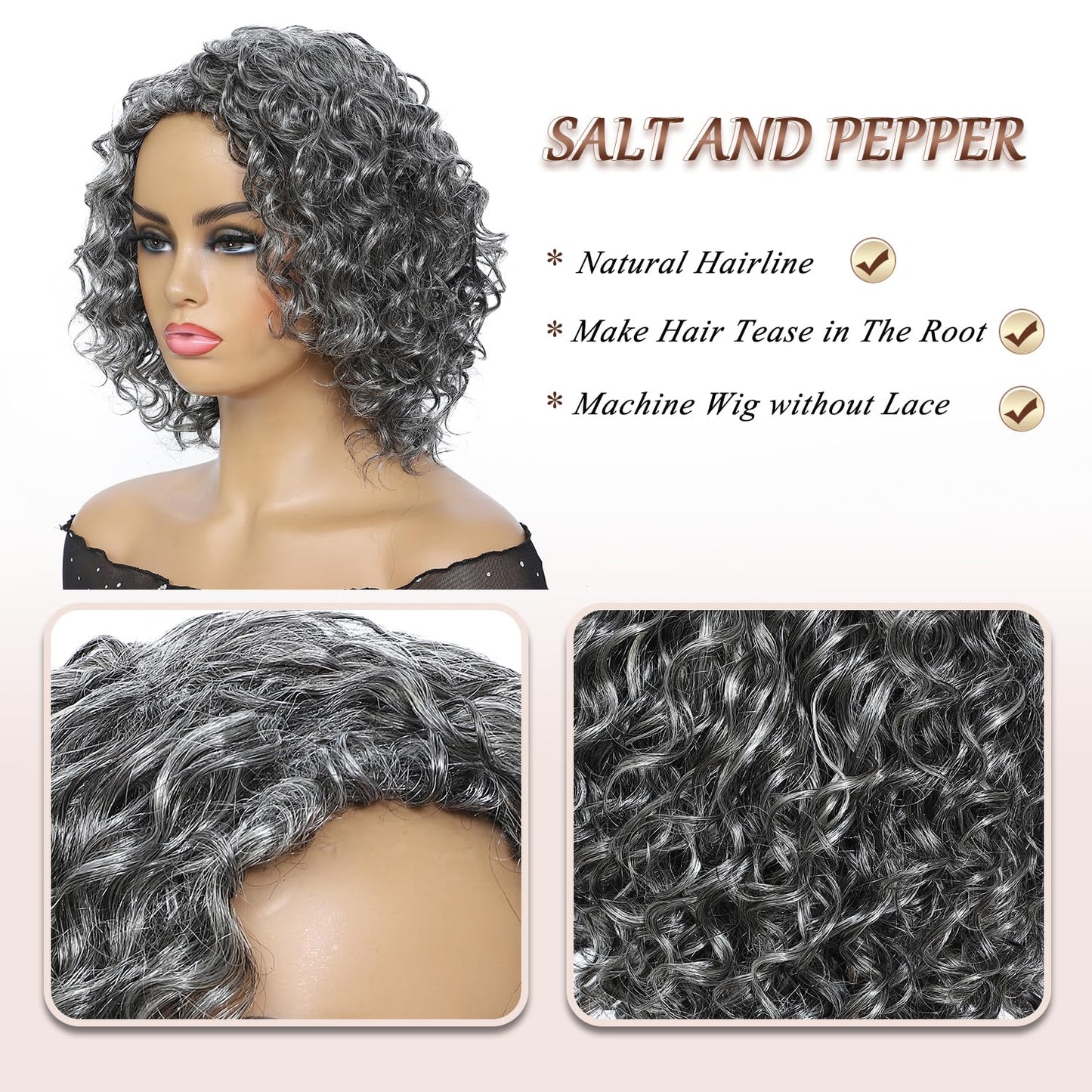 Grey Human Hair Wig for Black Women - 10 Inch Deep Wave Glueless Bob | Perfect for Daily Wear