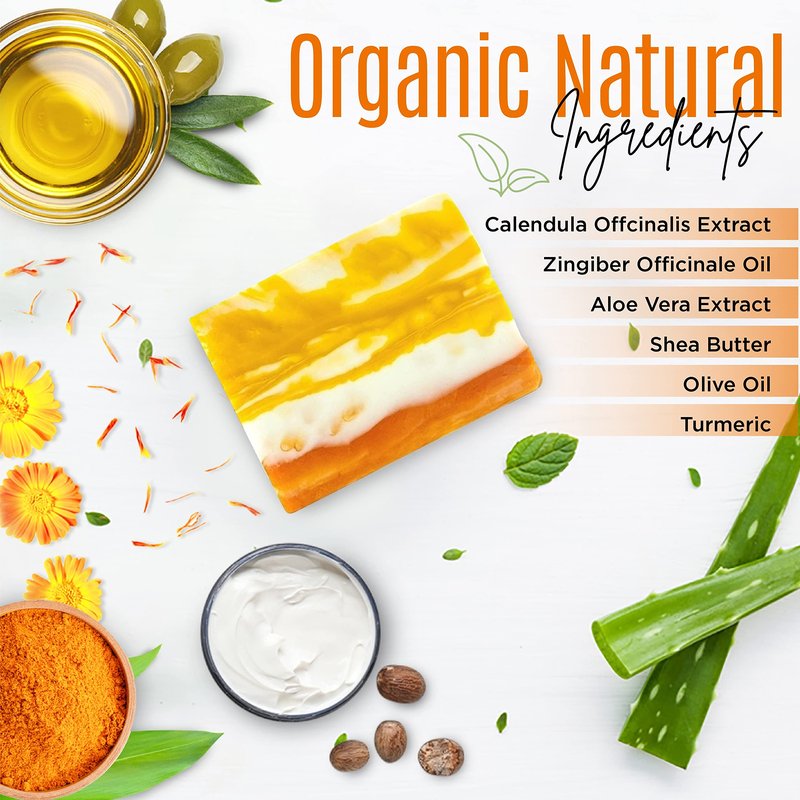 DERMAXGEN Organic Turmeric Soap Bar for Face & Body – Pure Turmeric Soap Bar for Acne, Scars, Uneven Tone, Blemish Control, Sun Damage & Age Spots – Handcrafted Skincare (Pack of 4)