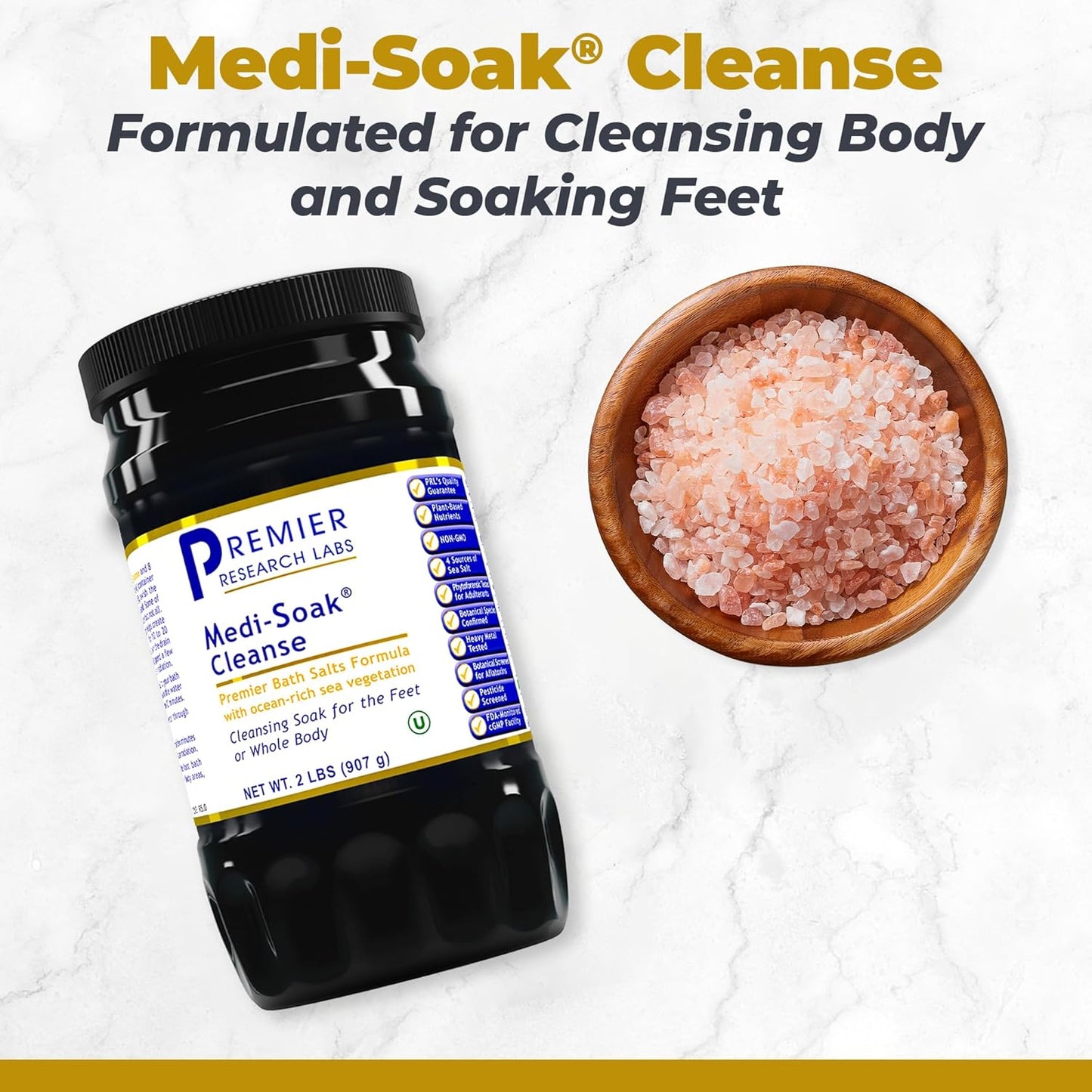 Medi-Soak Bath Salts - Organic Sea Salt Foot & Body Soak for Relaxation | 2 Lb
