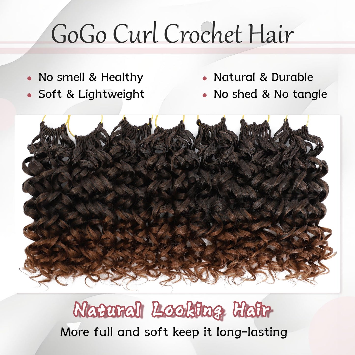 7 Packs Gogo Curl Crochet Hair for Women 14 Inch Pre-Twisted Curly Crochet Hair Deep Ocean Beach Curl Crochet Braids Synthetic Braiding Hair Extensions (14 Inch, 1B/30)