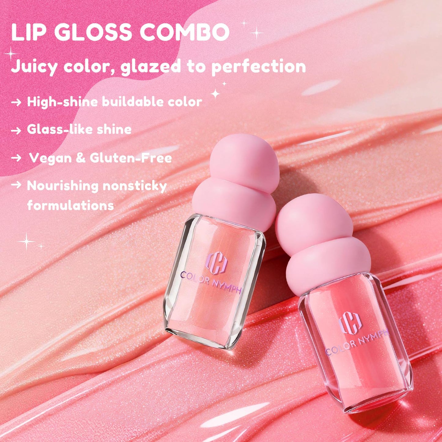 Color Nymph 3D Hyper-Gloss Lip Plumper Set – High Shine, Hydrating, Plumping, Non-Sticky, Moisturizing Lip Gloss Set - 2 PACK