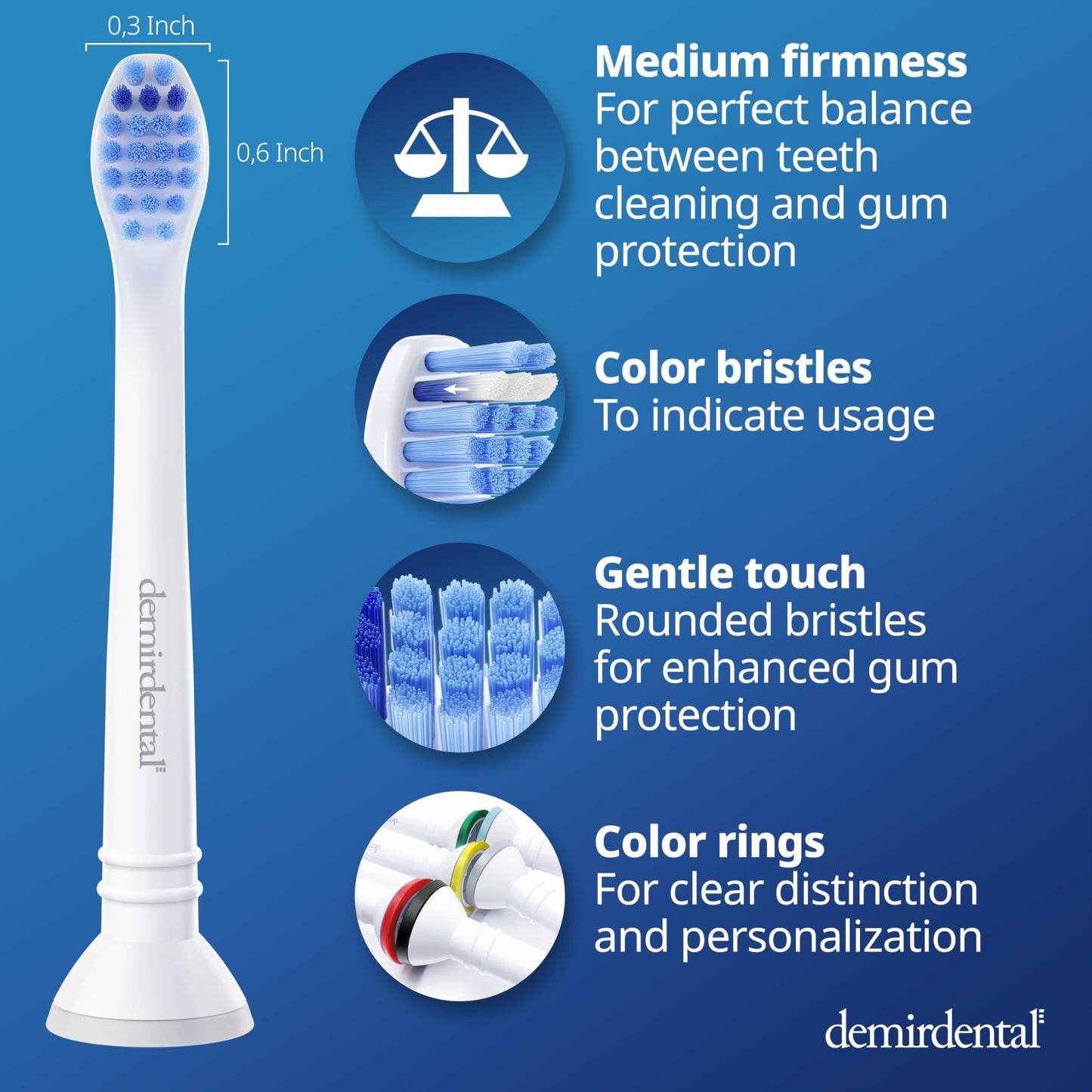Toothbrush Heads mini Medium Compatible with Philips Sonicare Toothbrush Heads - Small Medium Replacement Heads - Daily Precision Brush Heads - White - Replaces HX6028-8 Pack