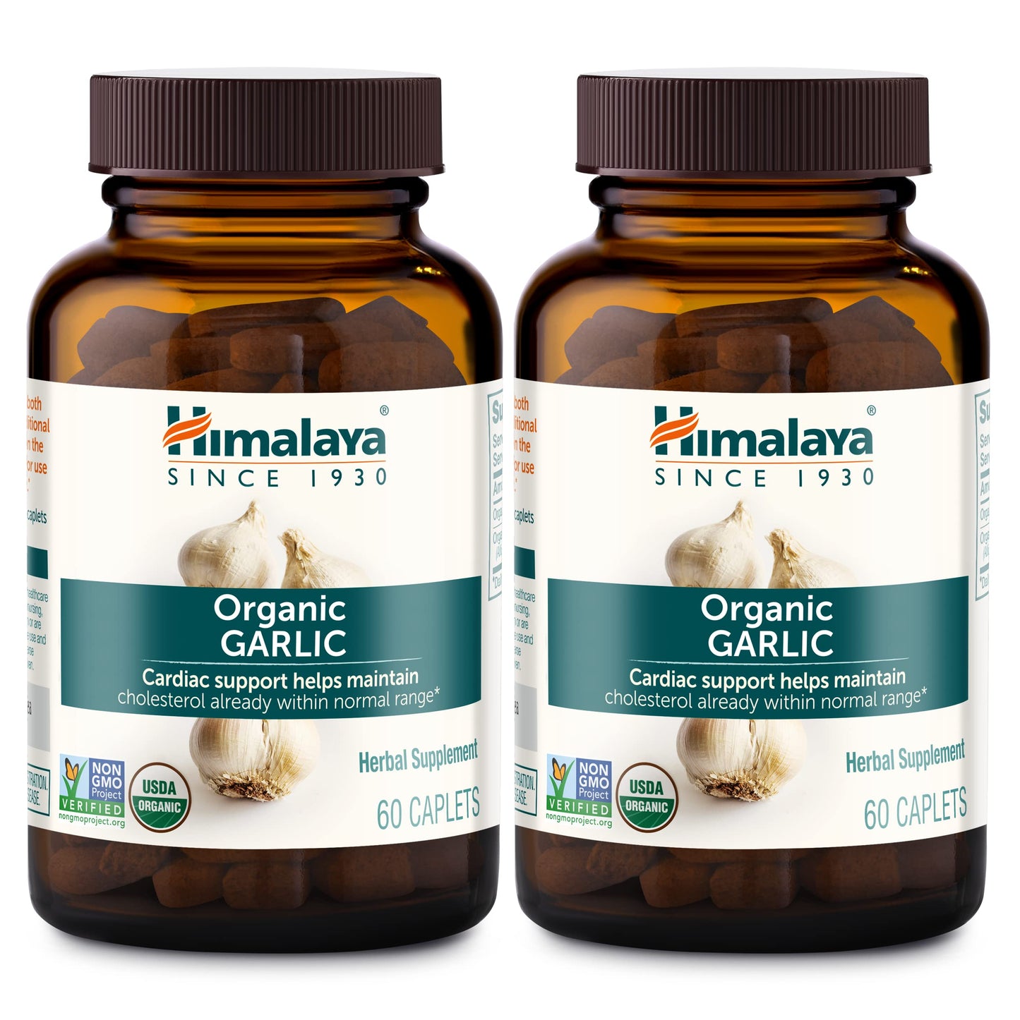 Himalaya USDA Organic Garlic Supplements, 1400 mg, 60 Caplets, 2 Pack
