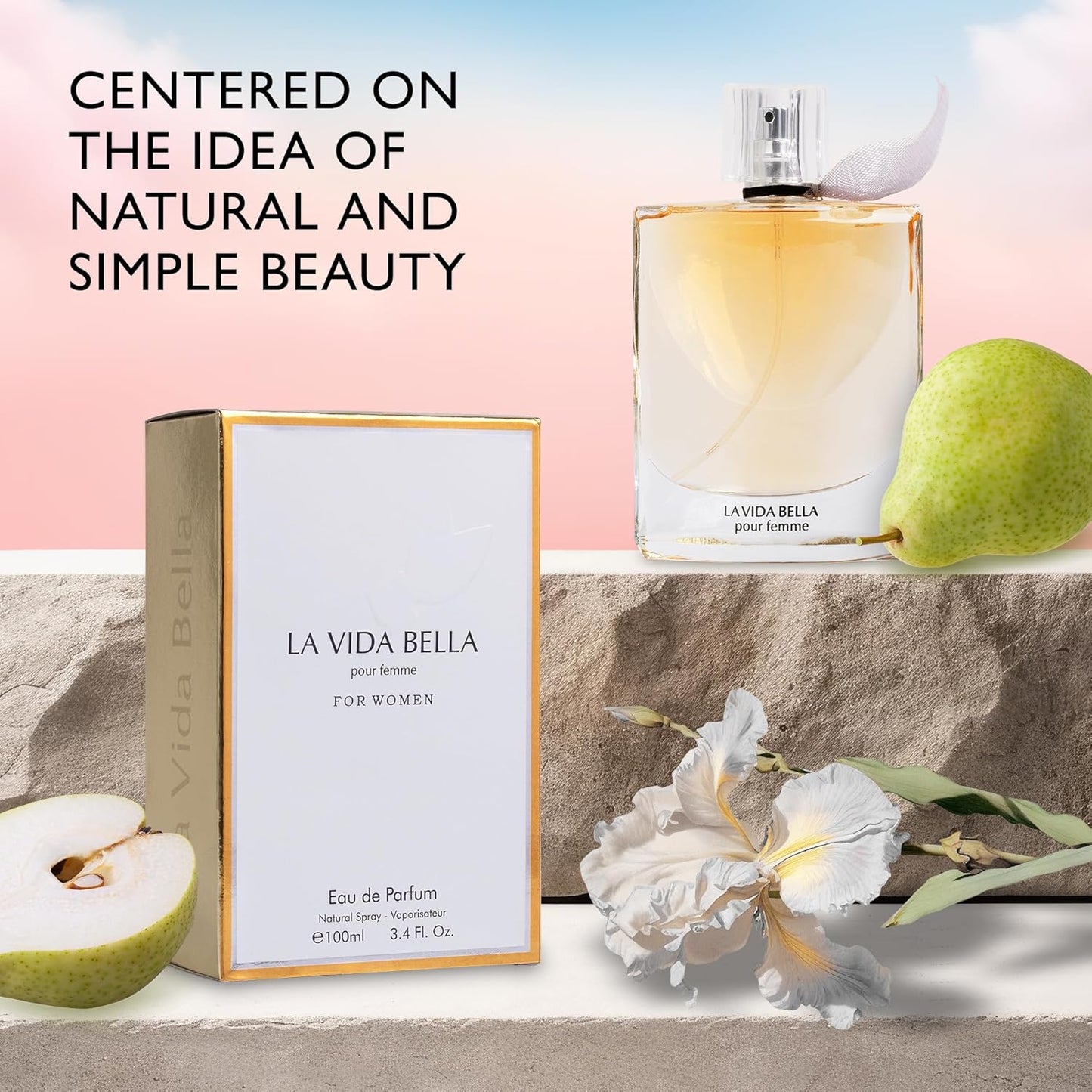 La Vida Bella Eau De Parfum for Women | Floral Fruity Fragrance - Rich Aroma with Iris, Jasmine & Orange Blossom - 3.4 Fl Oz (100ml)