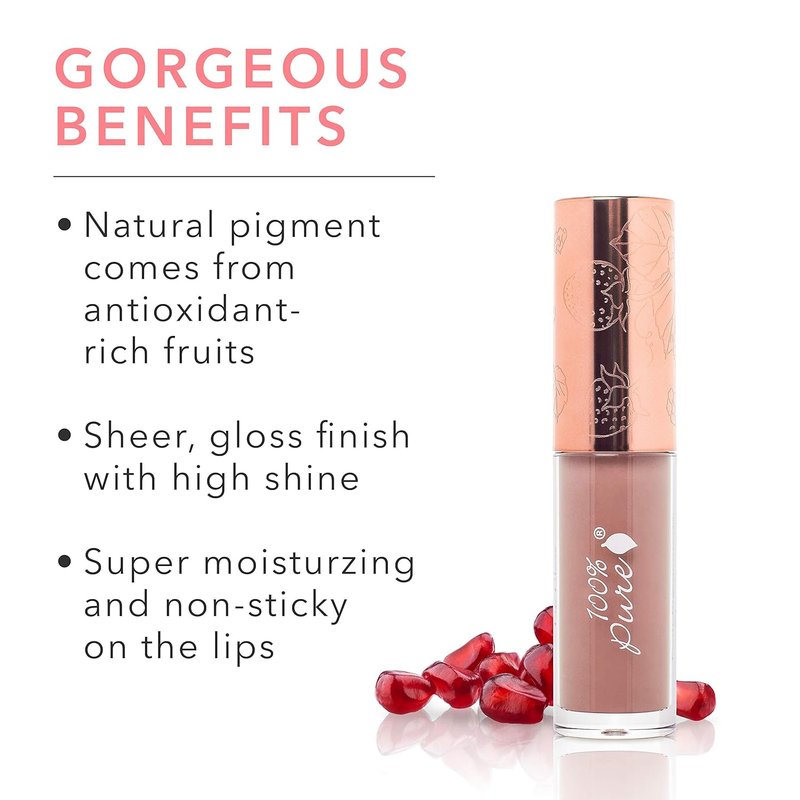 100% Pure Lip Gloss - Fruit Pigmented Moisturizing Formula | Pink Caramel, Sheer Finish, 0.14 Fl Oz