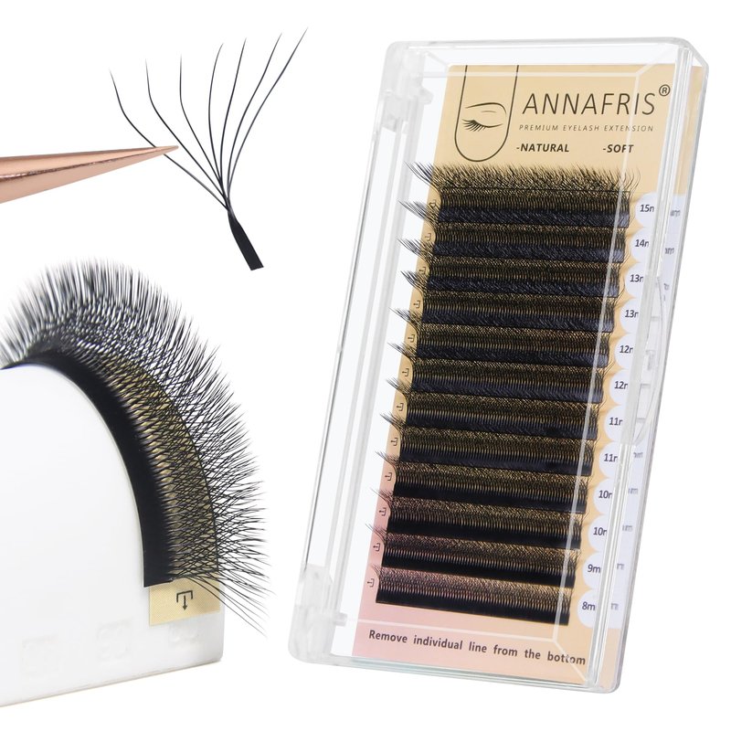 ANNAFRIS 7D Premade Fan W Shape Eyelash Extensions 0.07 D Curl 10mm Volume Self Fanning False Lashes Makeup Supplies Professional Use Lash Extension(0.07 D, 10mm)