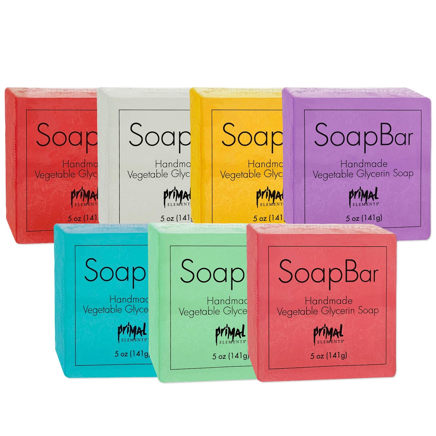 Primal Elements Vegetable-Based Glycerin Scented Soap Bars for Face and Body, Moisturizing and Cleansing, Unisex for Men and Women, Travel Size, Variety Pack - Set of 7