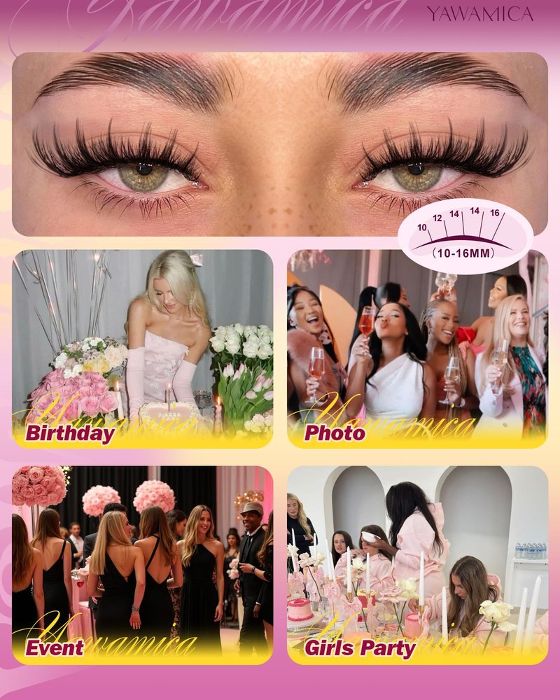 Yawamica Natural Lash Clusters Wispy Eyelash Extension 8-14mm Eyelash Clusters C Curly Individual Lashes Cluster Eyelash Extensions Waterproof DIY Lash Extension by Self