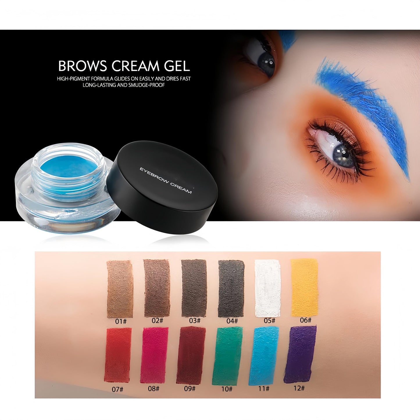 Melemando 12 Color Eyebrow Cream Colorful Smooth Eyebrow Pomade Gel Long Lasting Waterproof Eyeliner Gel Eye Brow Makeup Cosmetics with Eyebrow Brush (08 Magenta)