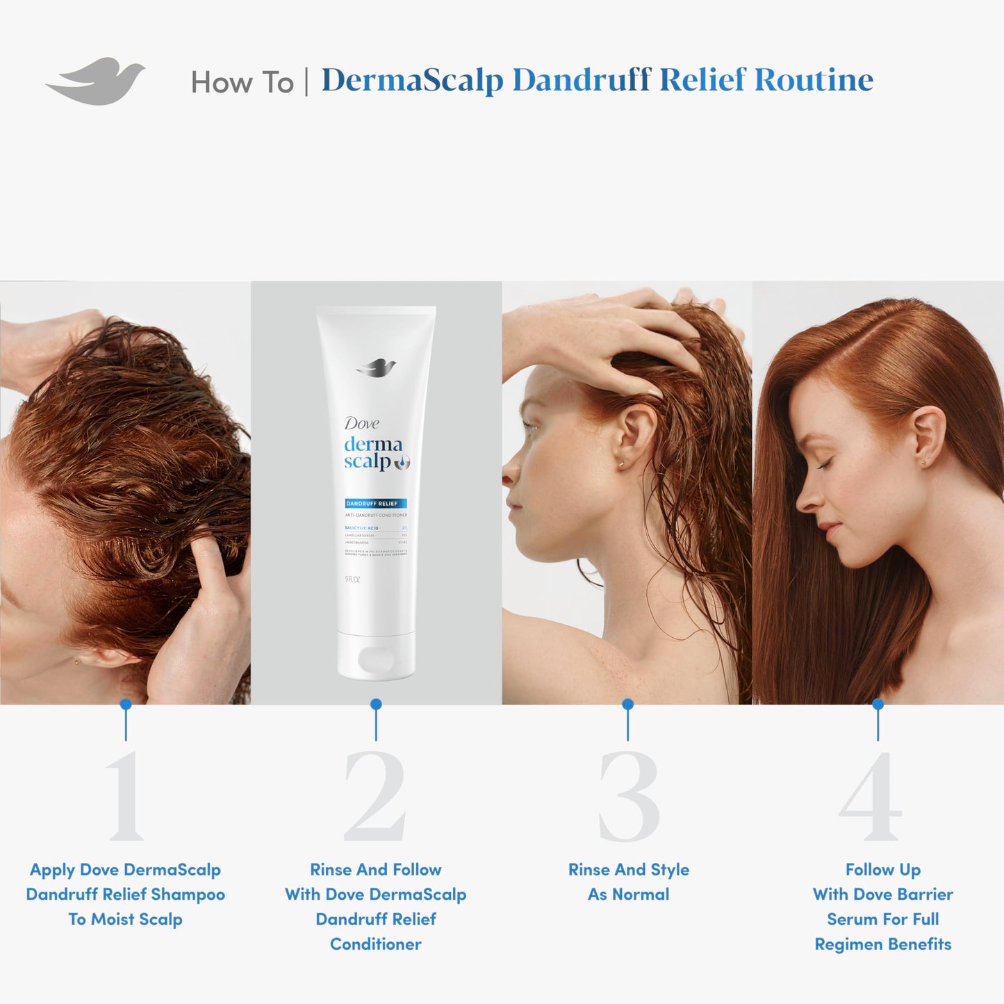 Dove Derma Scalp Dandruff Relief Conditioner 1 ct with Salicylic Acid, Lamellar Serum and Niacinamide for Removing Flakes & Boosting Hair Resilience 9 fl oz