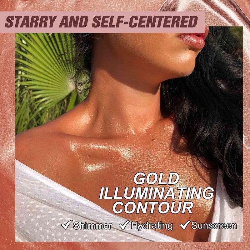 Rose Gold Body Glow Oil - SPF 30 Lightweight Sunscreen & Moisturizer | Quick-Absorbing Shimmer Lotion, 2 oz