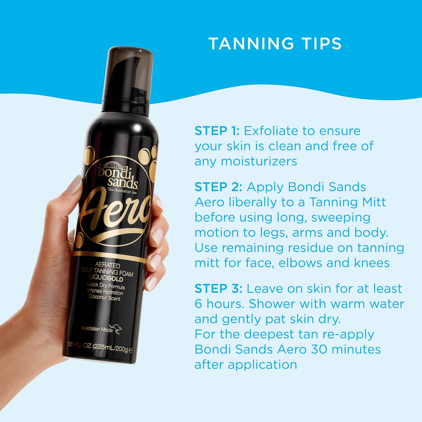 Bondi Sands Aero Liquid Gold Self Tan Foam + Application Mitt | Includes Lightweight Sunless Foam + Reusable Mitt for a Flawless Finish ($35 Value)