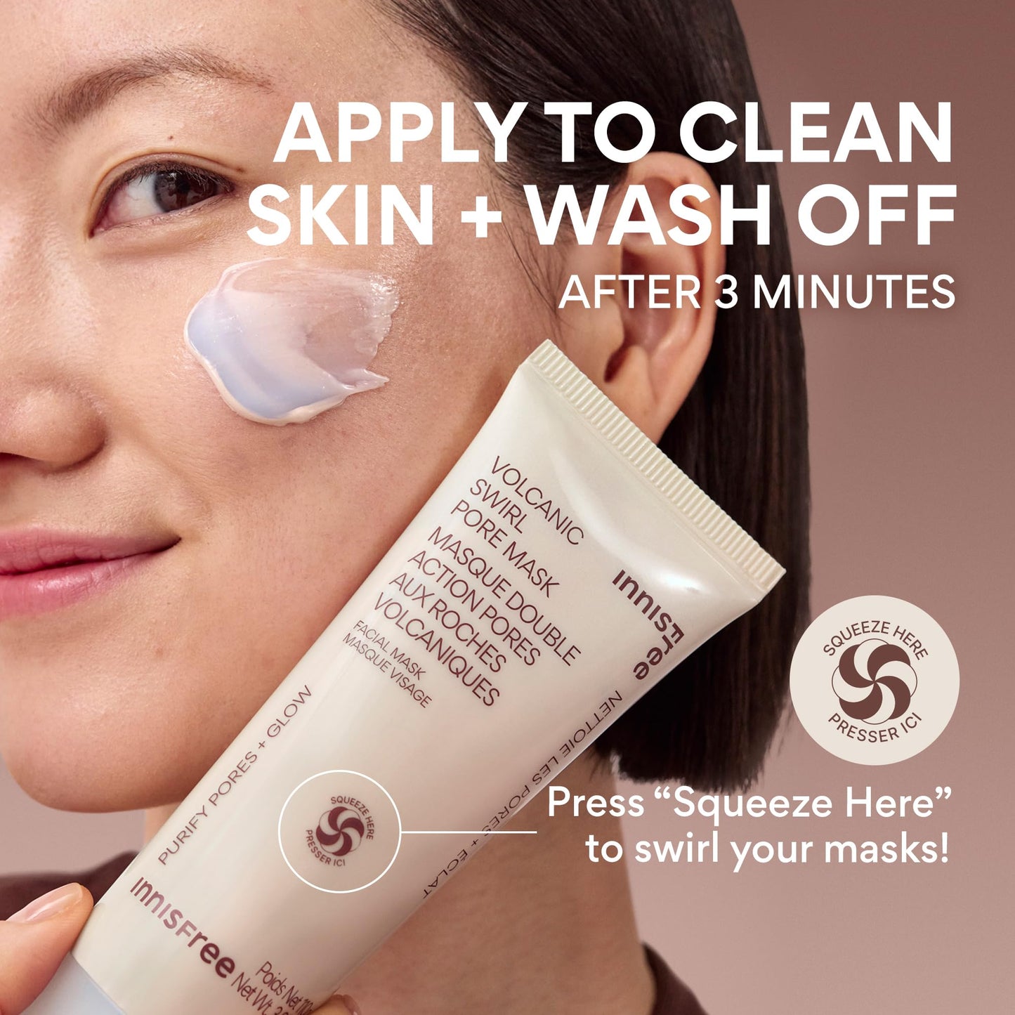 Innisfree Volcanic Swirl Pore Mask | 2-in-1 Korean Mask with AHA and Hyaluronic Acid for Oily Skin | Exfoliating, Smoothing and Hydrating | Suitable for Normal to Dry Skin
