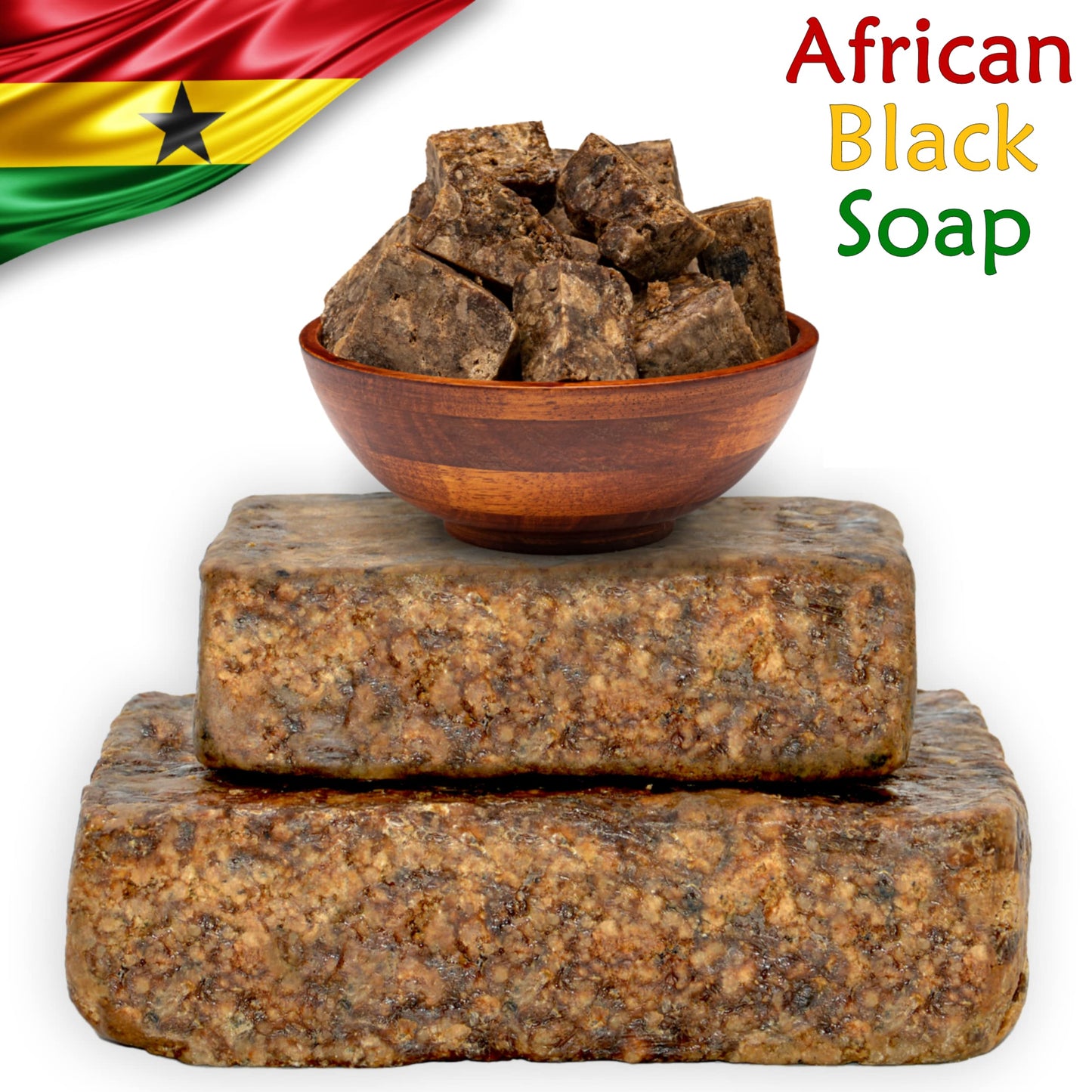 Plant Guru Raw African Black Soap 3 lbs. Bulk Bars 100% Pure Natural From Ghana.