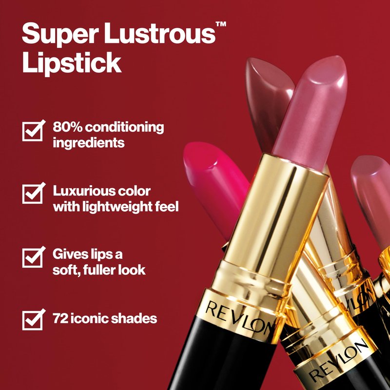 REVLON Lipstick, Super Lustrous Lipstick, Creamy Formula For Soft, Fuller-Looking Lips, Moisturized Feel in Nudes & Browns, Choco-Liscious (665) 0.15 oz (Pack of 3)