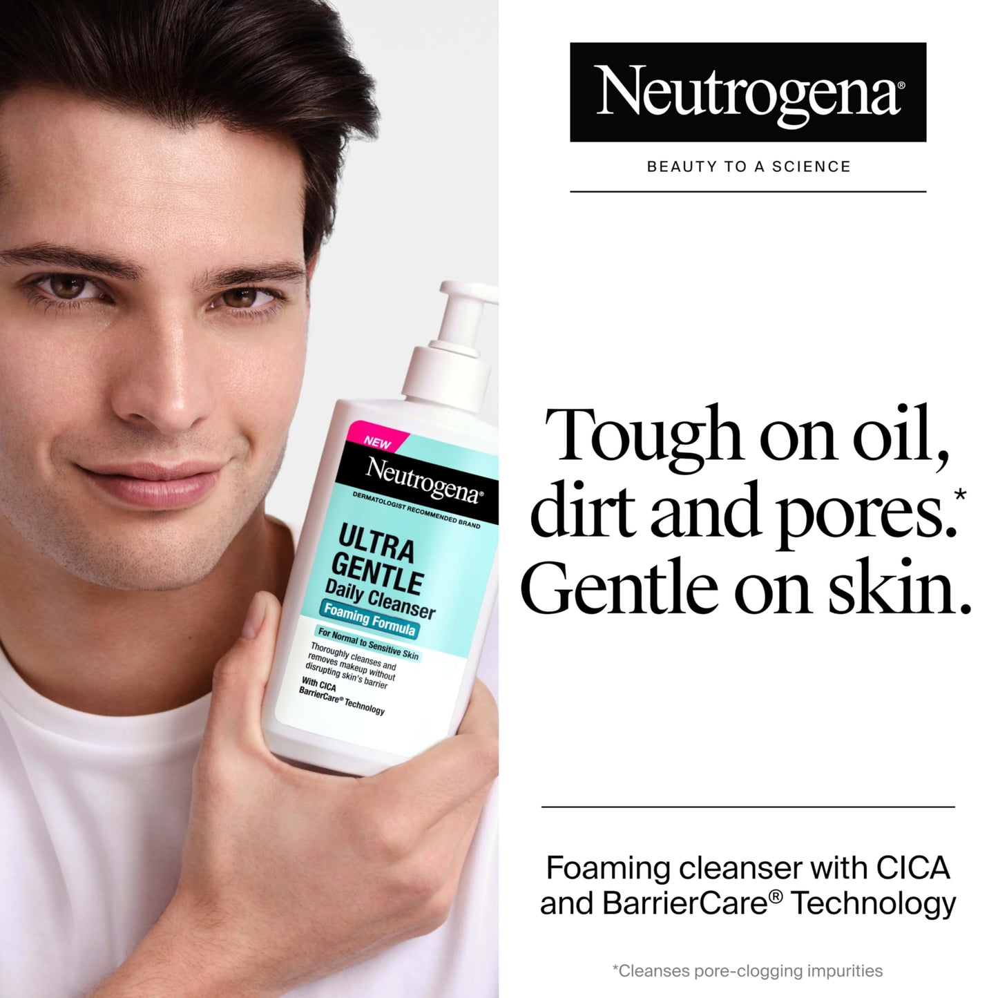 Neutrogena Ultra Gentle Foaming Facial Cleanser, Foaming Face Wash for Sensitive Skin, Gently Cleanses Away Dirt, Oil & Makeup Without Over Drying, Fragrance-Free, 5.8 fl. oz
