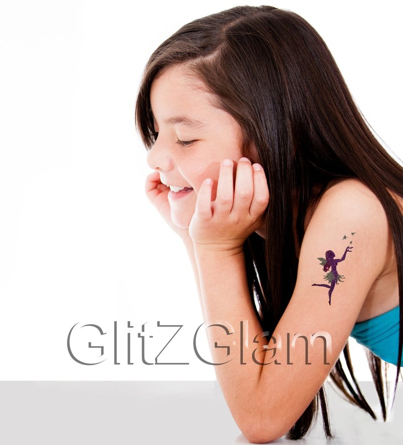 Glitter Tattoo Kit THINGS WITH WINGS - HYPOALLERGENIC and DERMATOLOGIST TESTED! - with 6 Large Glitters & 12 Stencils for Temporary Tattoos