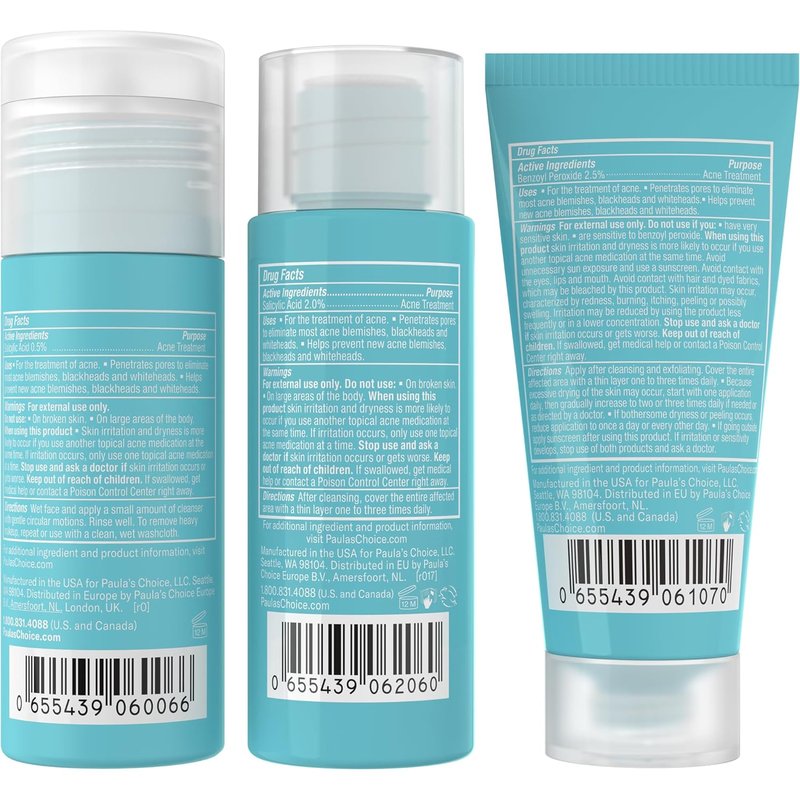 Paula's Choice Acne Treatment Kit - Daily Cleanser & 2% Salicylic Acid | Fragrance-Free, 3-Piece Set