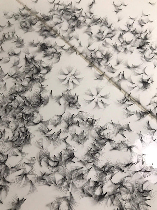 12D PREMADE (HAND MADE) FAN LASHES (500 FANS/TRAY) FOR EYELASH EXTENSION, D CURL, 0.05 THICKNESS, LENGTH FROM 10MM-15MM (D13mm12D)