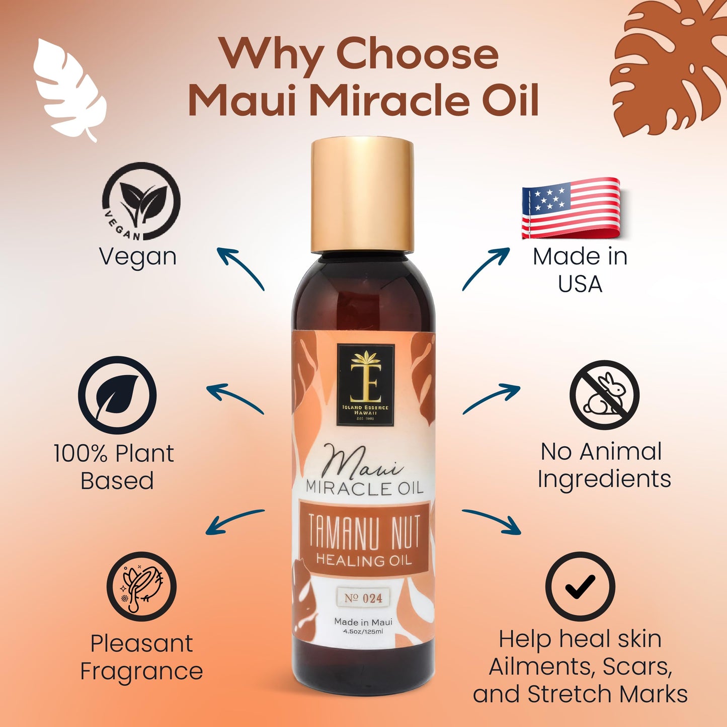 Island Essence Tamanu Miracle Oil – Maui Miracle Blend with Organic, Cold-Pressed & Virgin Tamanu Nut Oil for Skin, Face & Hair Care – 4.5 oz Bottle for Body Massage - Massage oils