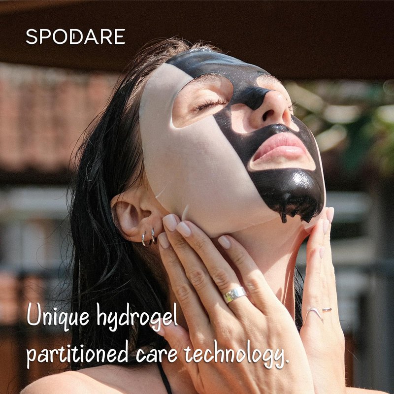 SPODARE SPORTS MASK - Partitioned Care Hydrogel Face Mask - Cleanse and Moisturize When You Need It Most - Deeply Purifying and Super Hydrating after Exercise - For All Skin Types - 5 Pc