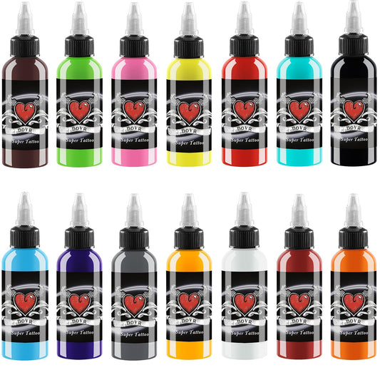 AYCOS Tattoo Ink - 14 Colors Tattoo Ink Set - Micro Knife Paint Tattoo Ink -Tattoo Supplies - for Professional Body Tattooing and Art Painting（30 ml/Bottle）