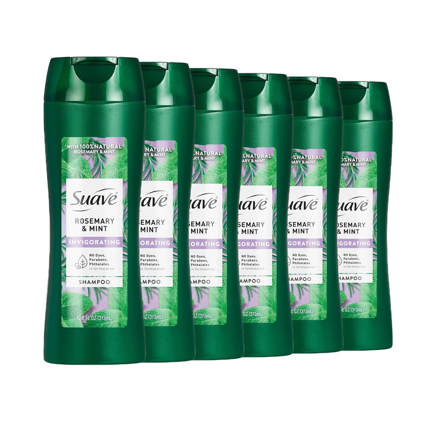 Suave Invigorating Rosemary & Mint Shampoo - Refreshing Care for Healthy Hair | 6 Pack of 12.6 FL OZ Bottles