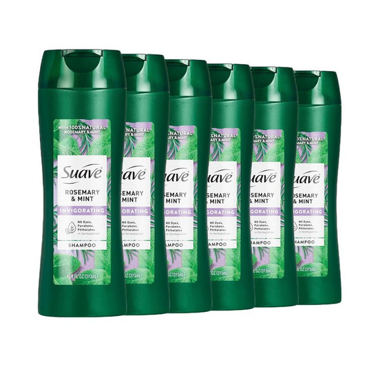 Suave Invigorating Rosemary & Mint Shampoo - Refreshing Care for Healthy Hair | 6 Pack of 12.6 FL OZ Bottles