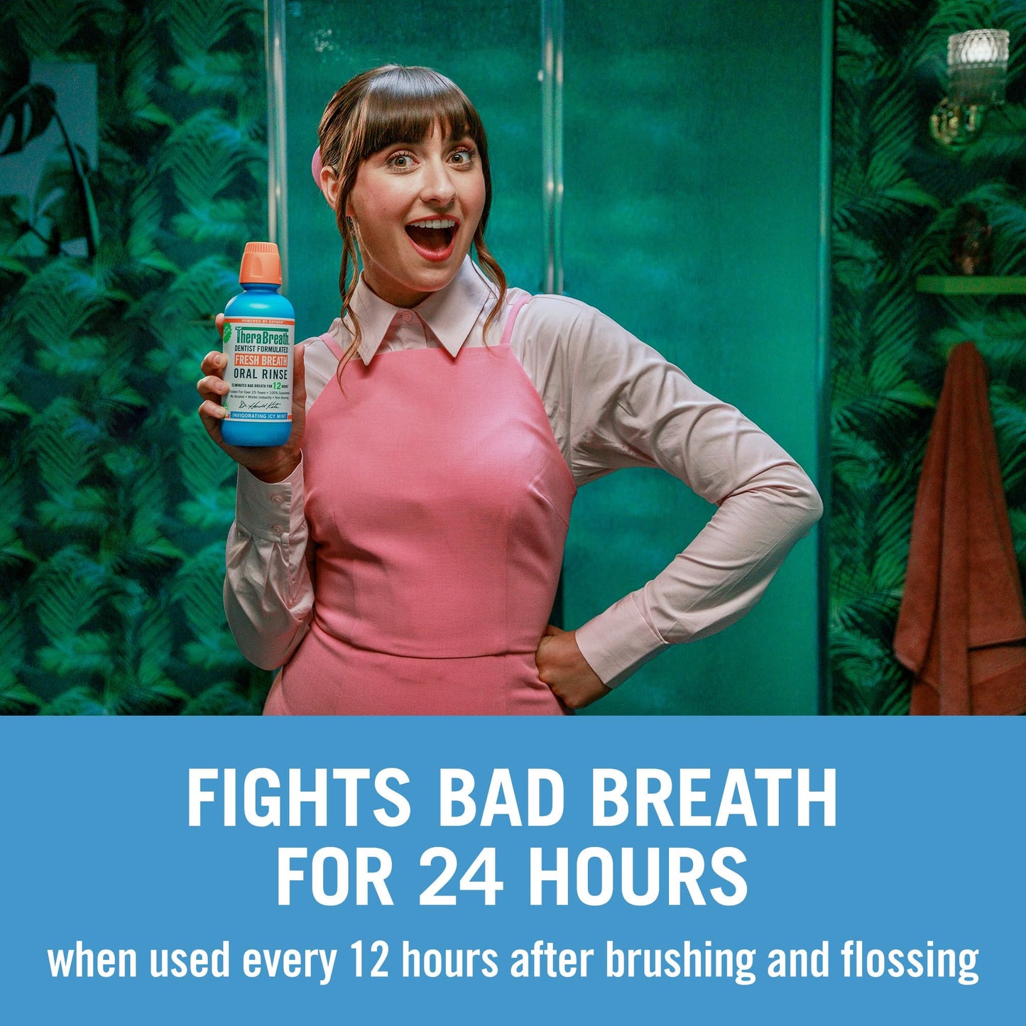 TheraBreath Overnight & Fresh Breath Mouthwash Bundle, Chamomile Mint & ICY Mint Flavors, 2 Packs of 16 fl oz, Fights Bad Breath 12 & 24 Hours