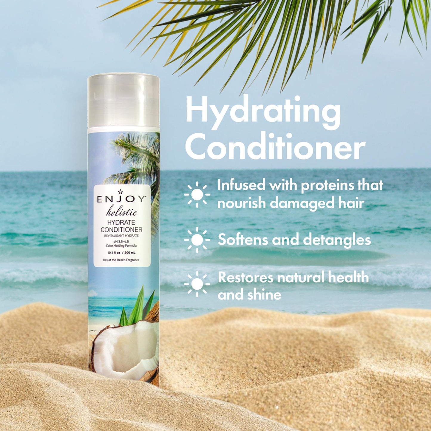 Enjoy Holistic Hydrate Conditioner - Protein-Infused Nourishing Treatment for Damaged Hair - Softens & Detangles - Sulfate & Paraben Free - Bergamot & Toasted Coconut Scent - 10.1 Fl Oz