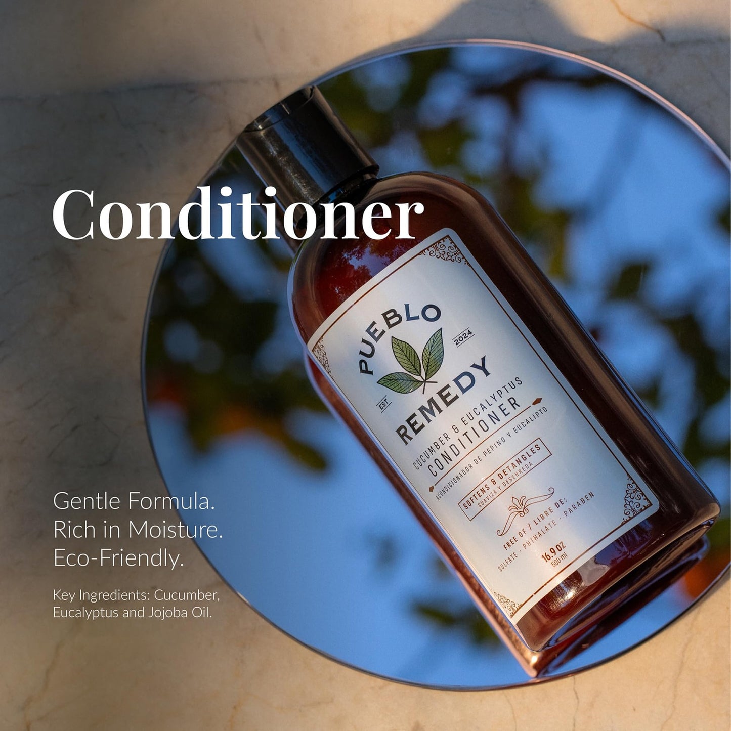 Pueblo Remedy Conditioner, Cucumber & Eucalyptus – Softening & Nourishing Hair Detangler, Vegan & Cruelty-Free, 16.9 Oz