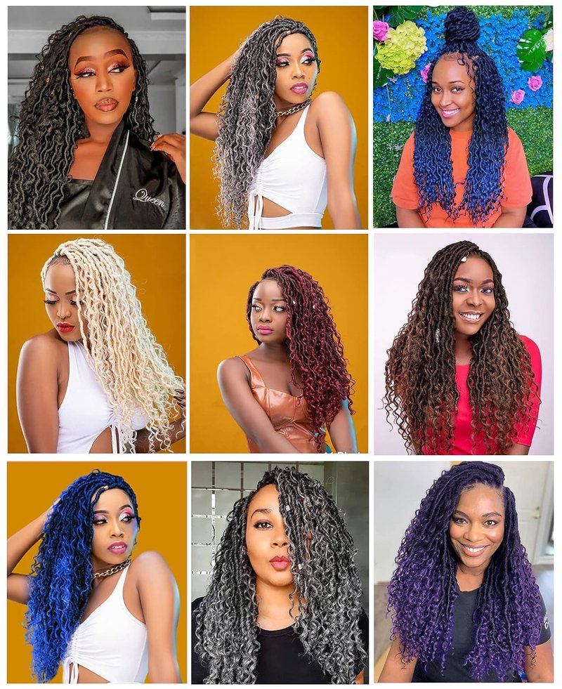 Goddess Locs Crochet Hair - 14-Inch Purple River Locs with Curly Ends | 8 Packs Synthetic Boho Braids