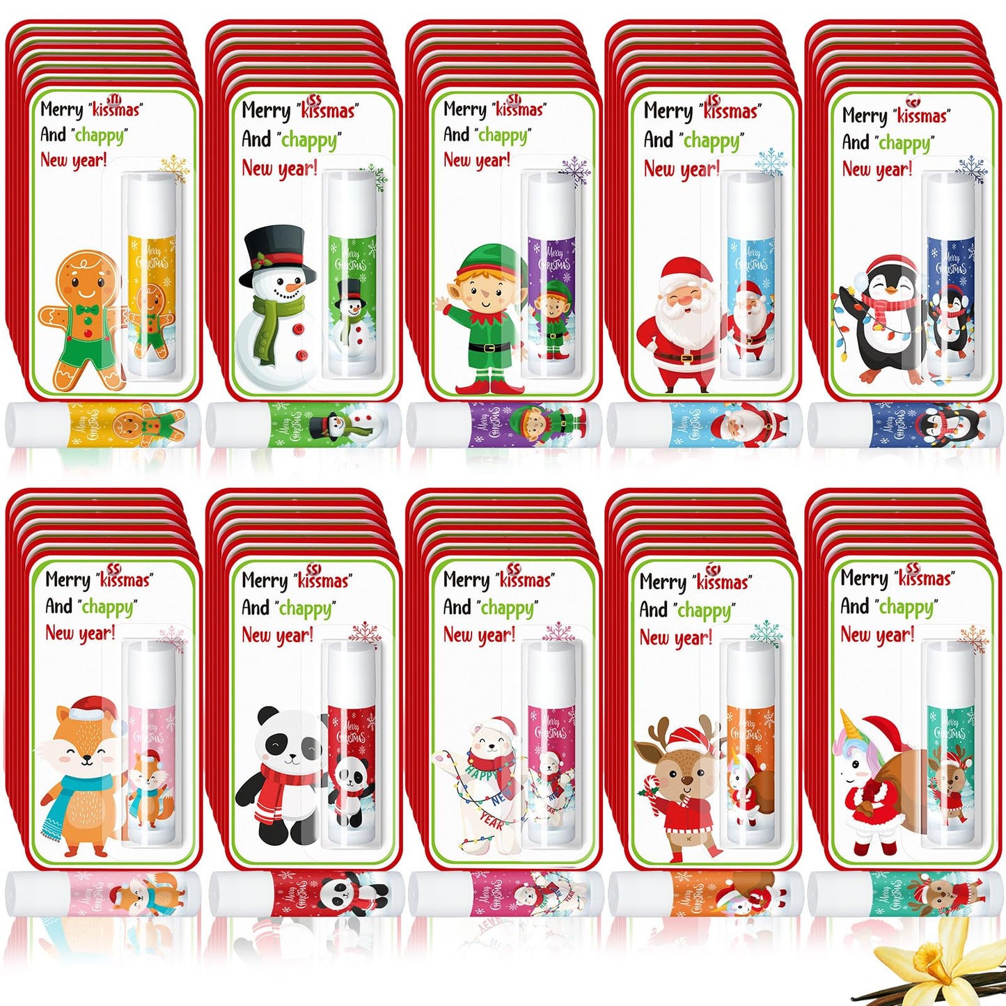 Sacubee 80 Pack Christmas Lip Balms Bulk Christmas Party Gifts Favors Stocking Stuffers Holiday Lip Balms Employee Staff Team Appreciation Gifts Thank You for Teacher Coworkers (Cute)