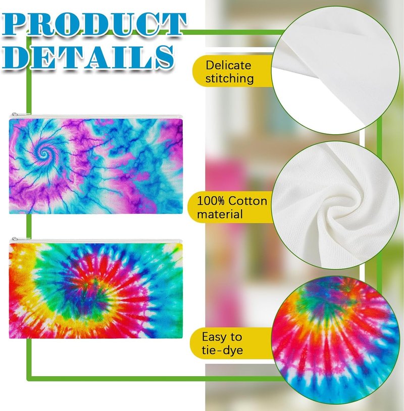 30 Pcs White Cotton Makeup Bags - Perfect for Tie Dye Projects | Multi-Purpose Cosmetic Bags (8.3 x 5.3 Inch)