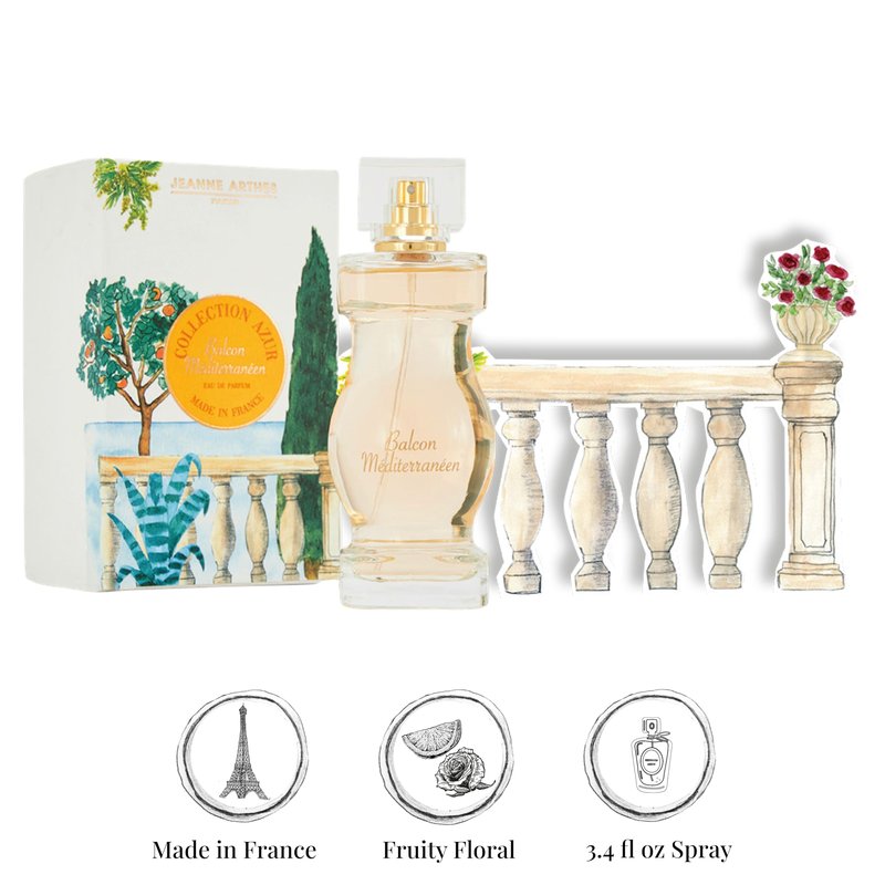 Jeanne Arthes - French Way of Life, Collection Azur, Balcon Mediterranéen Eau De Parfum, Spray Perfume for Women, Fruity Floral Scent, Notes of Lemon, Mint, Made in France, 3.3 fl.oz